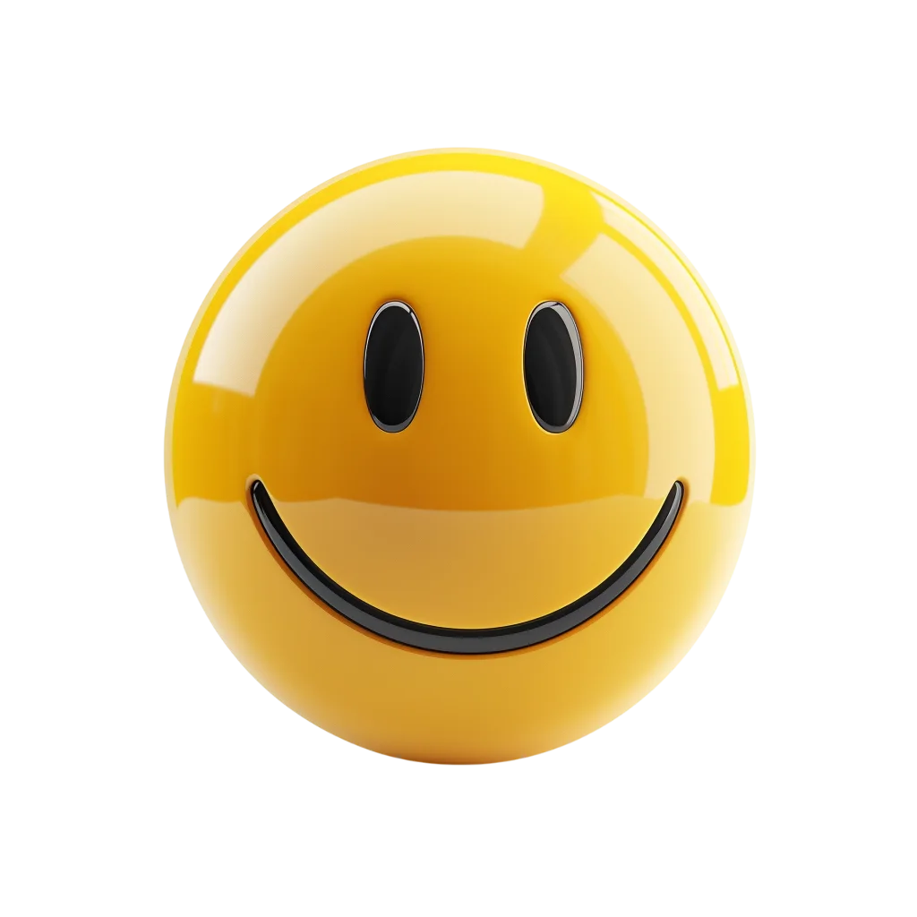 Glossy 3D Yellow Smiley Face Free PNG