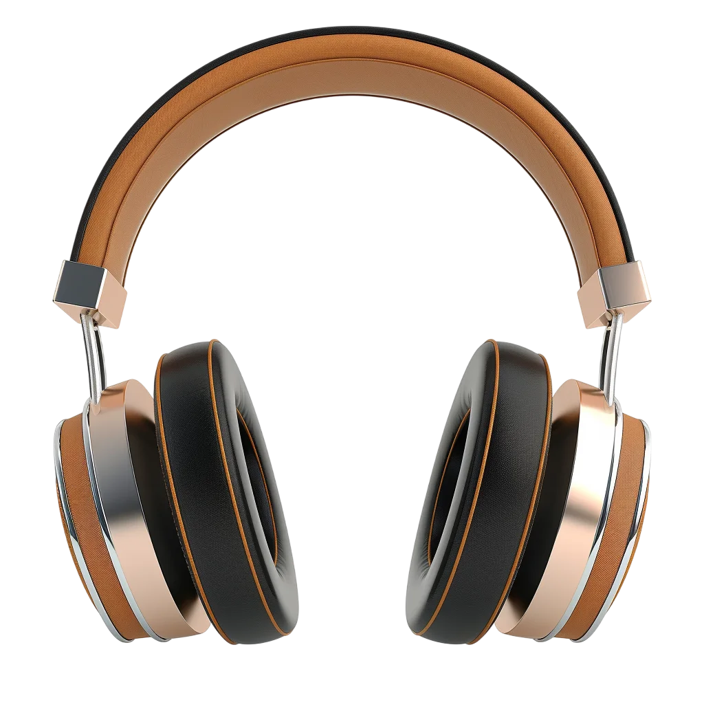 Brown and Black Over-Ear Headphones Free PNG