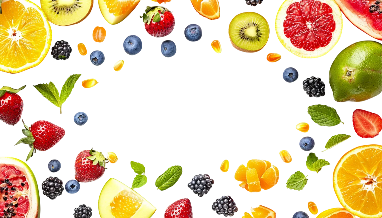 Mixed Fruit Border Frame with Empty Center Free PNG