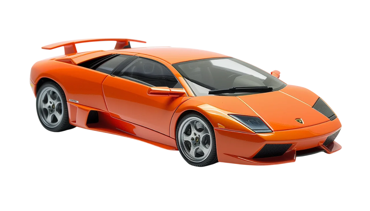 Orange Exotic Sports Car with Rear Wing - Free PNG