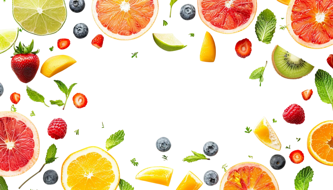 Colorful Fresh Fruit Border with Open Center | Free PNG
