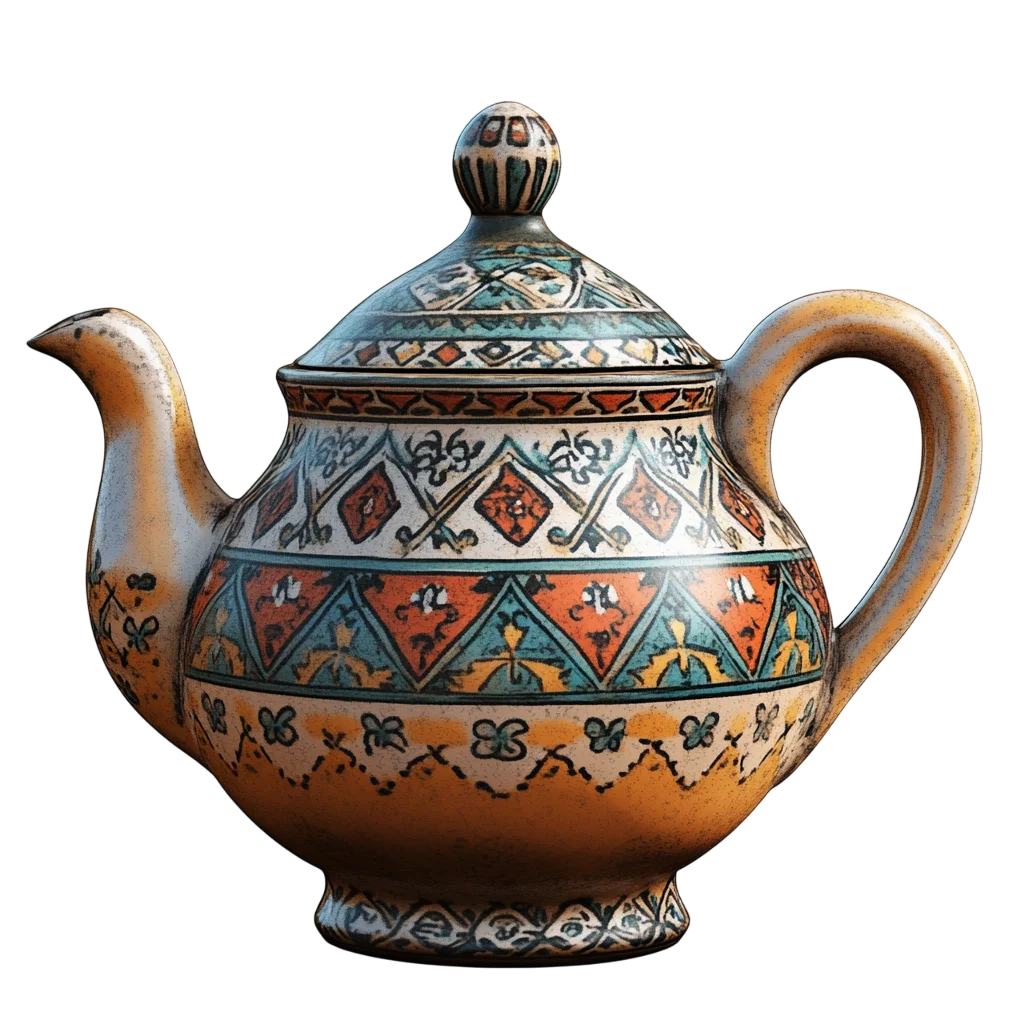 Ornate Patterned Ceramic Teapot Free PNG