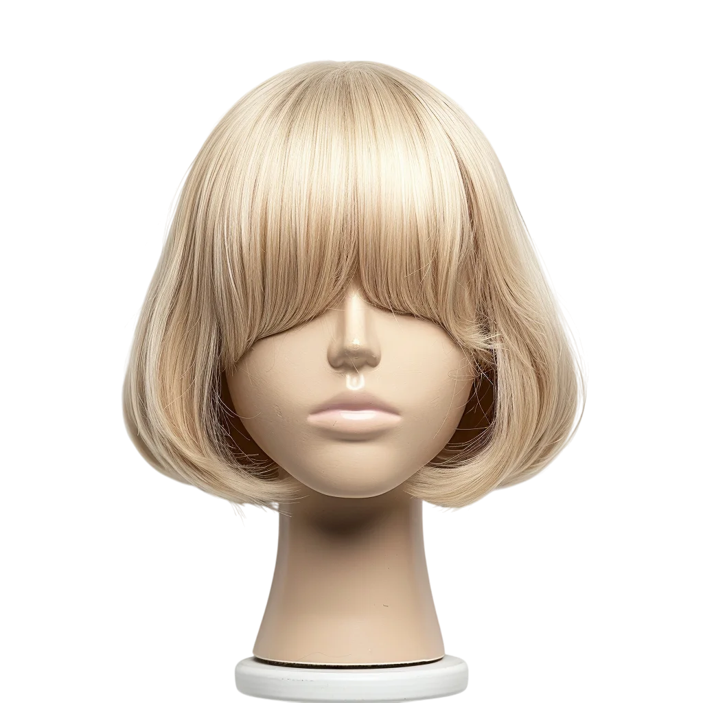 Blonde Bob Wig on Mannequin Head Free PNG