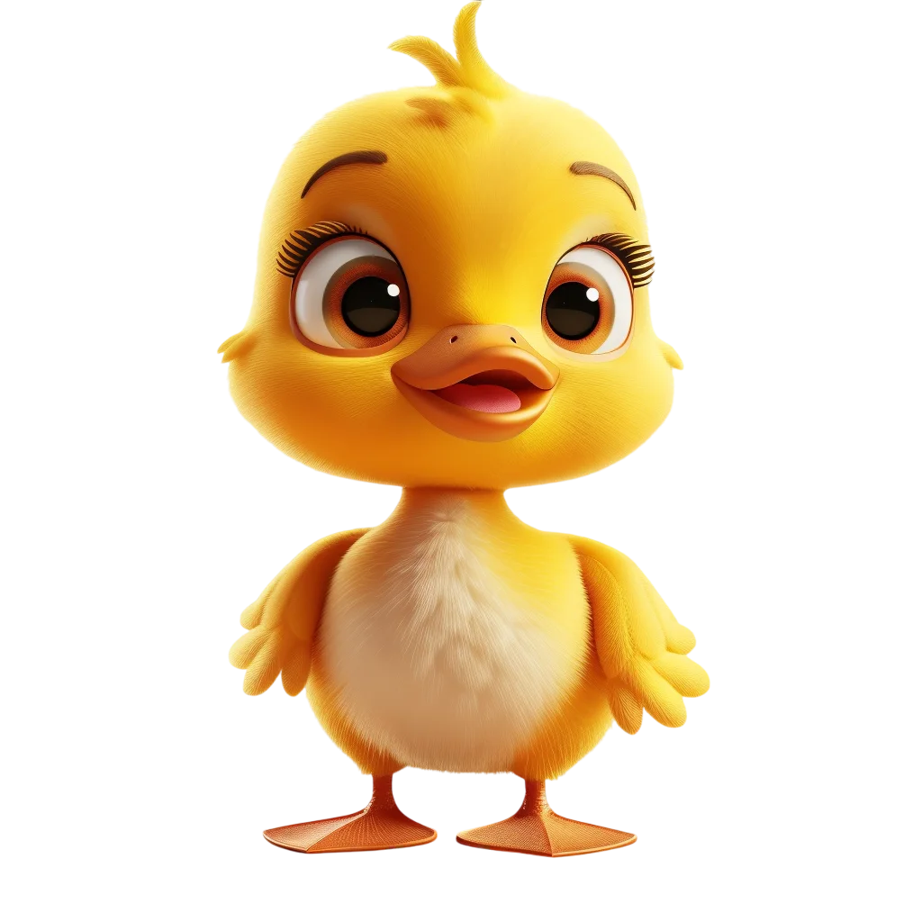 Cute Yellow Duckling Character Free PNG