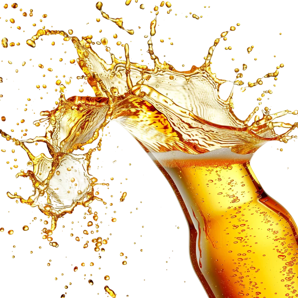 Golden Drink Glass with Dramatic Splash Free PNG