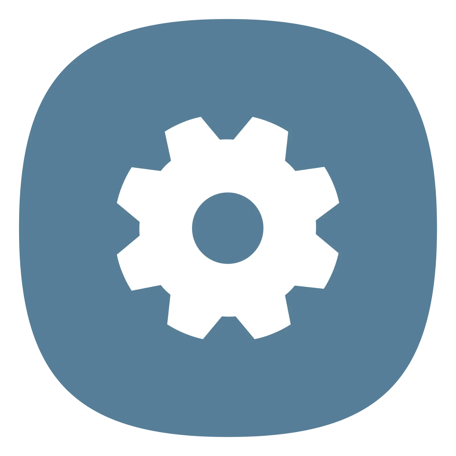 White Settings Gear on Blue Square Free PNG