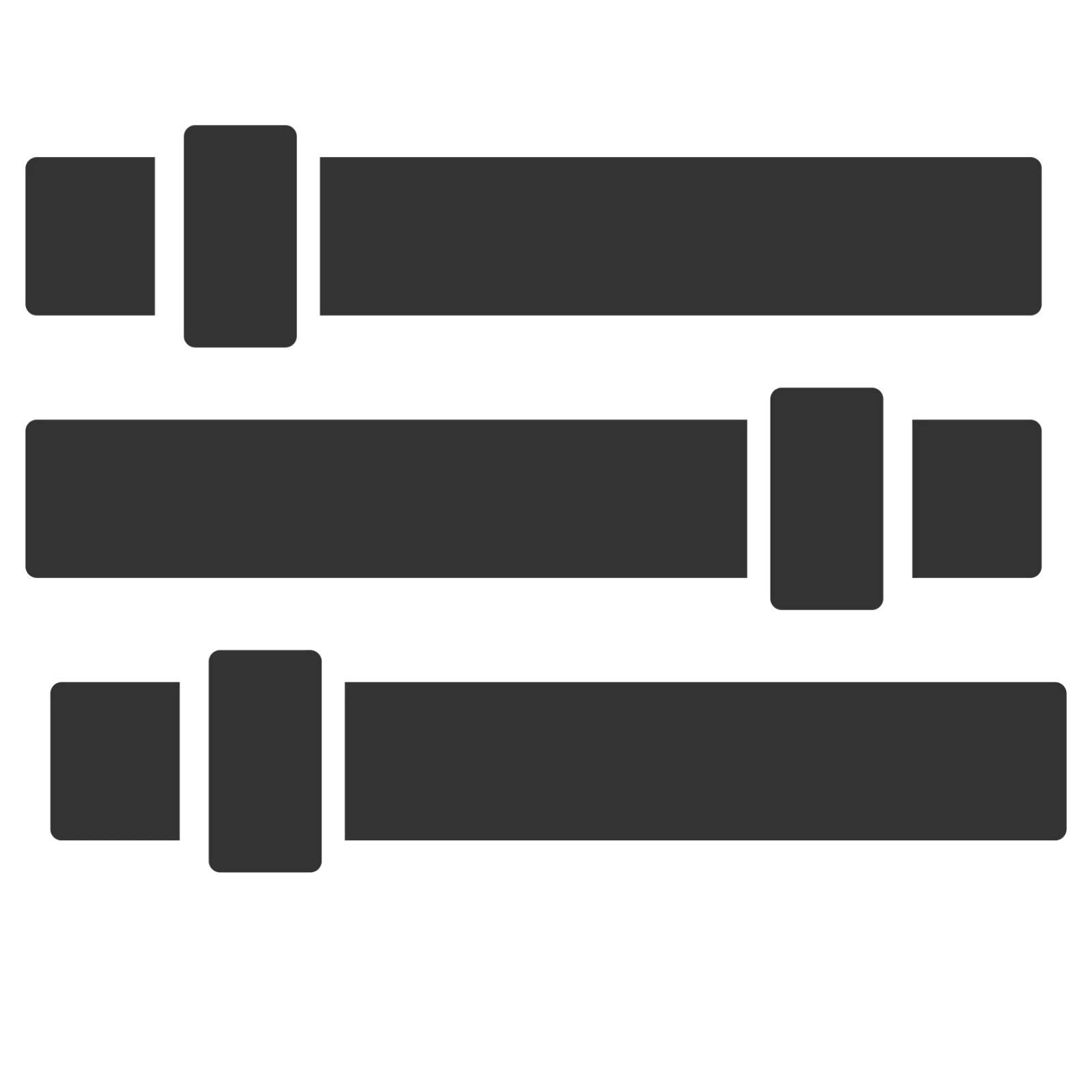 Three Horizontal UI Sliders with Adjustable Handles Free PNG