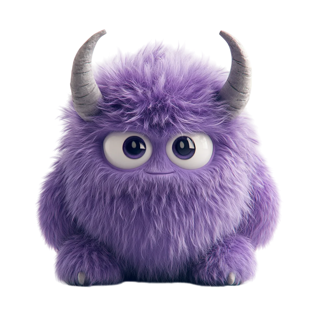 Cute Purple Horned Monster Character Free PNG