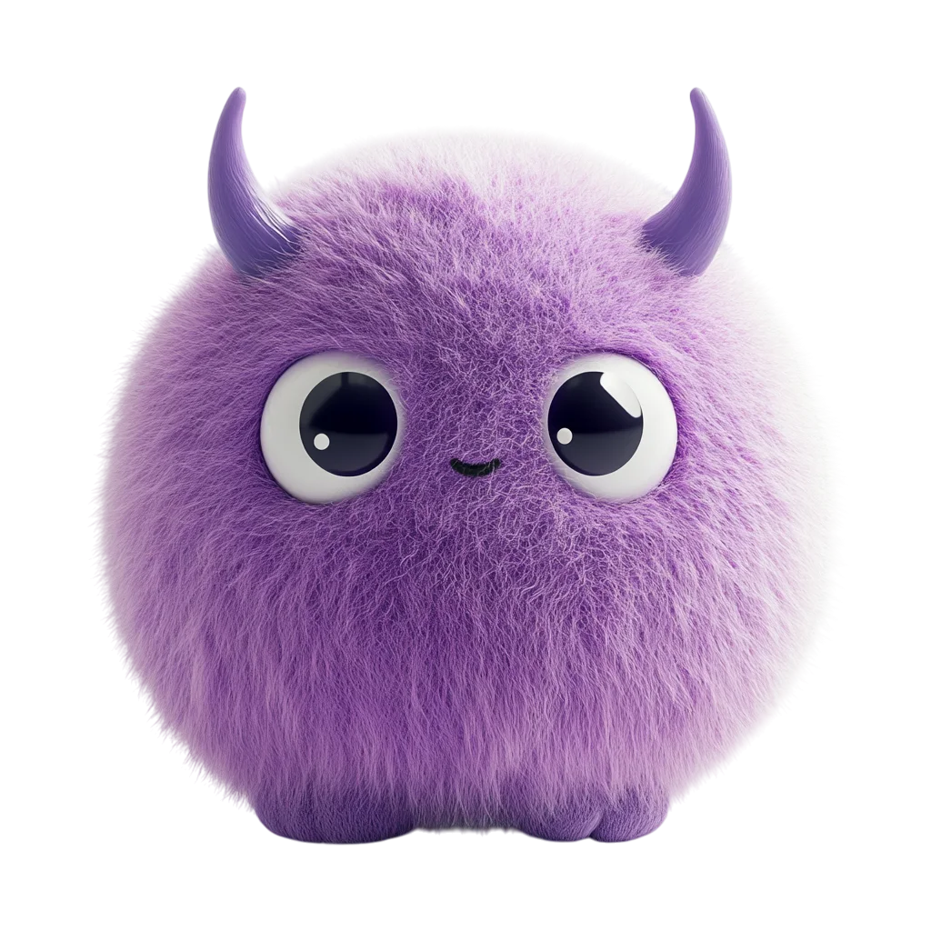 Cute Purple Furry Monster Character Free PNG