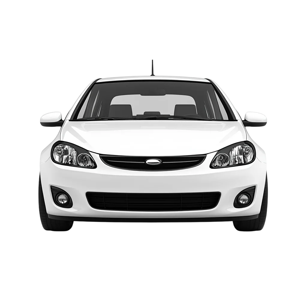 Front View of a White Compact Car Free PNG