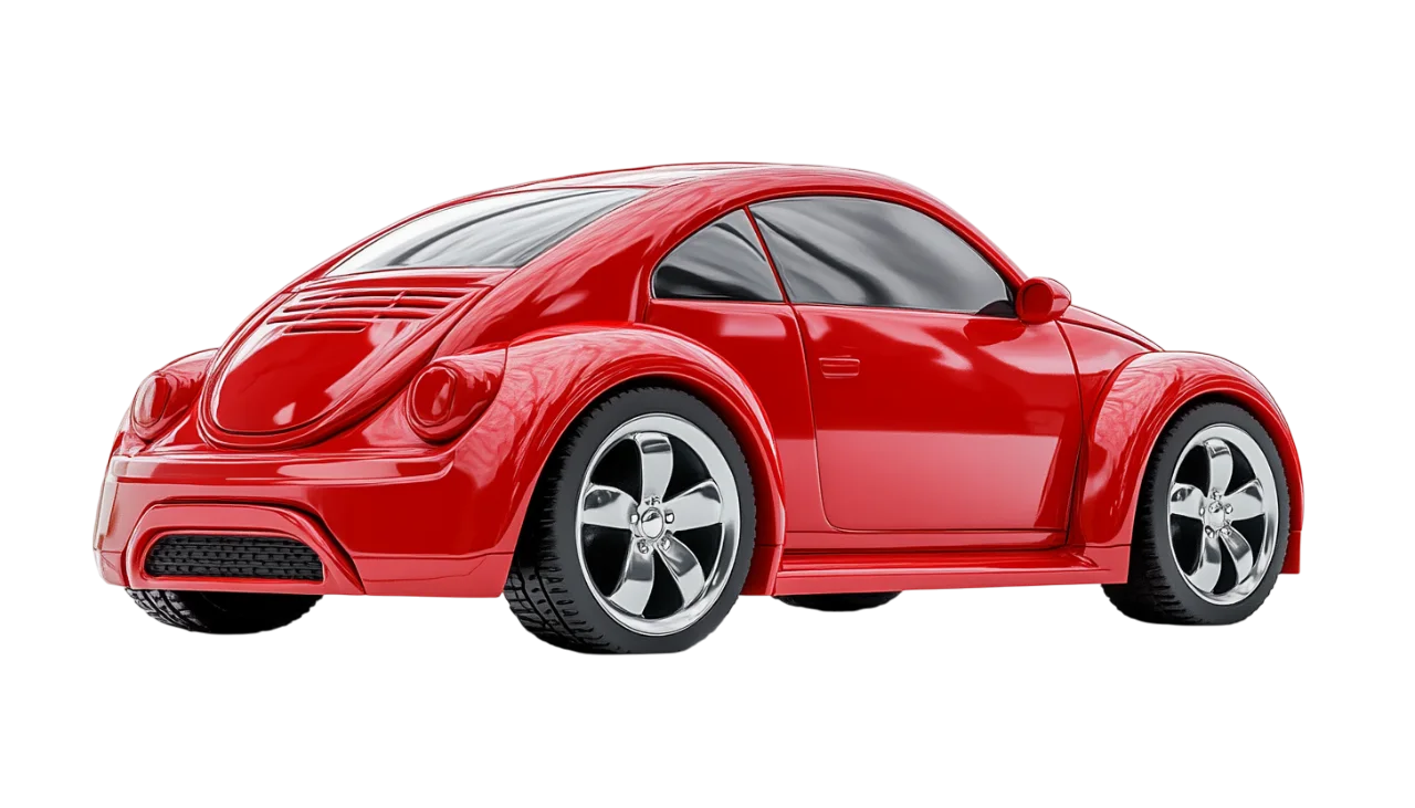 Glossy Red Retro Compact Car Illustration Free PNG