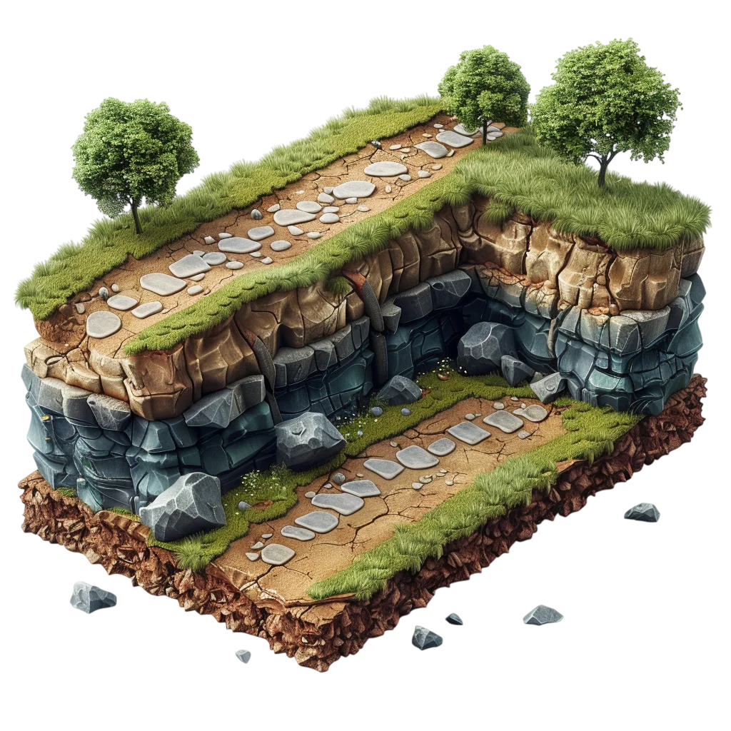 Isometric Grassy Terrain with Stone Paths – Free PNG