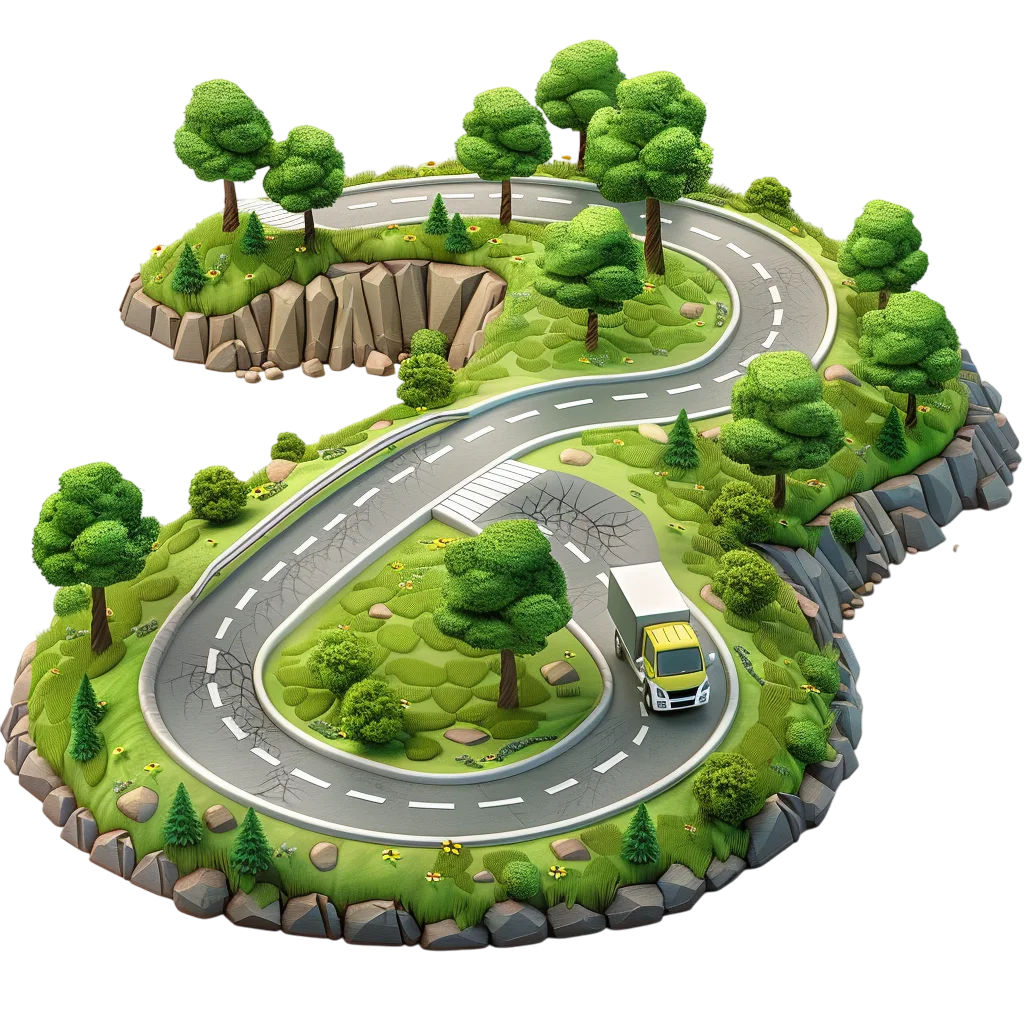 Free PNG of a Winding Road Through a Miniature Green Island