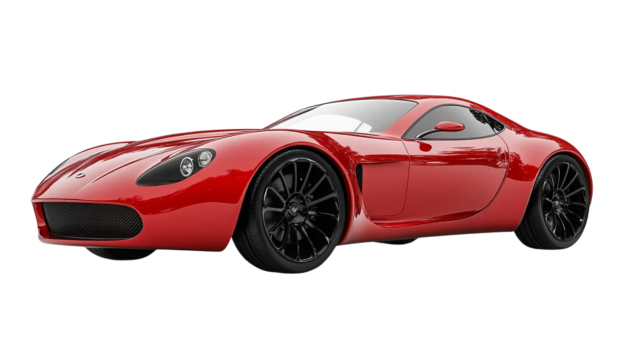 Red Sports Coupe with Black Wheels – Free PNG