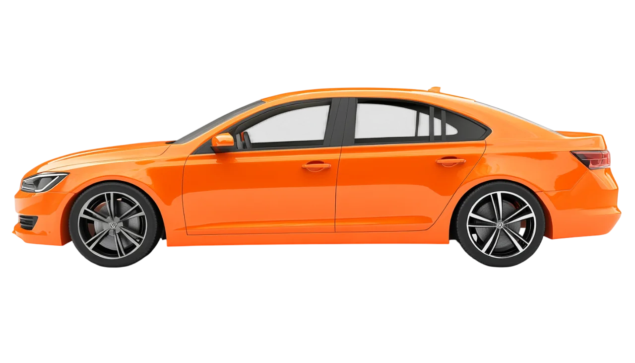 Orange Sedan in Side Profile – Free PNG