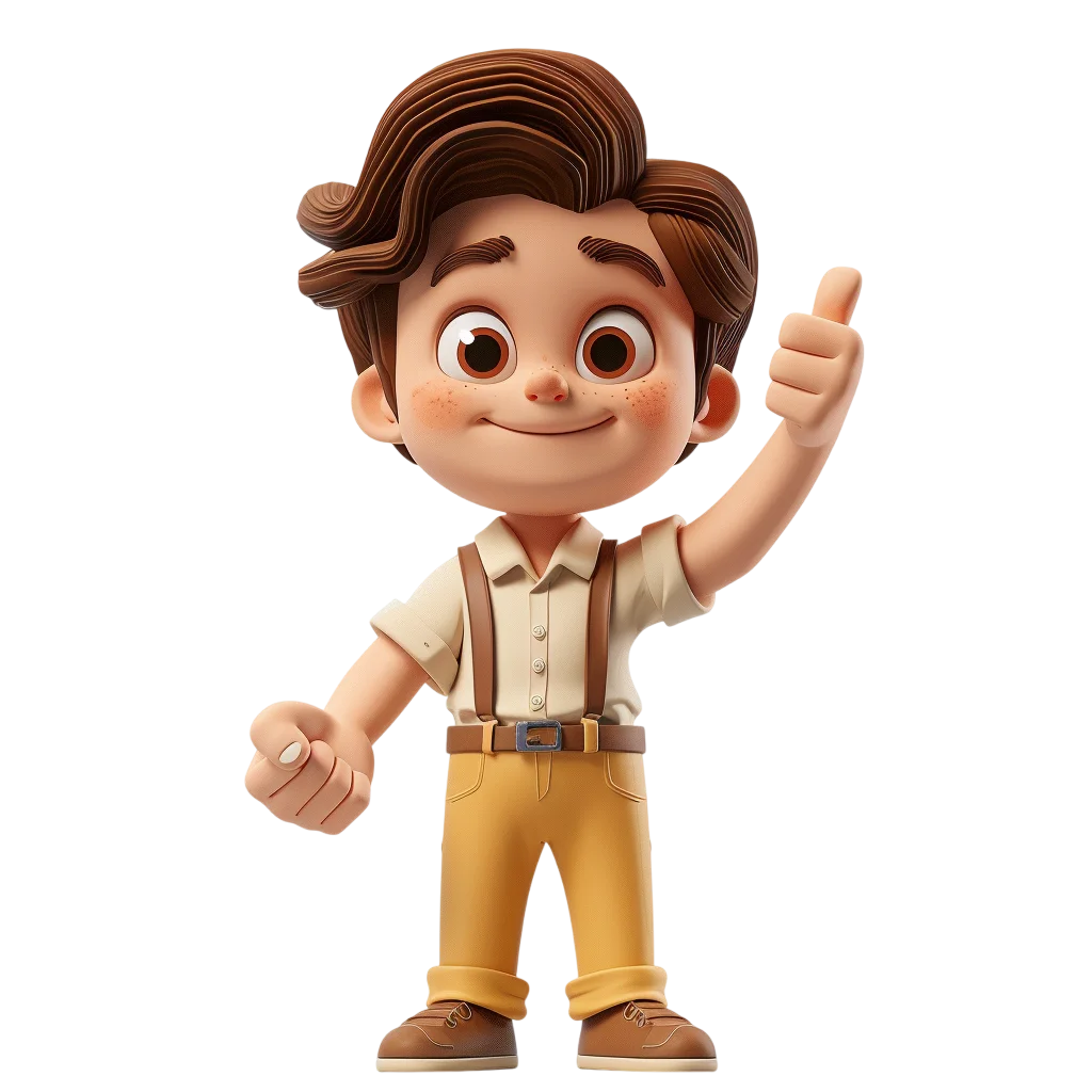 Smiling Cartoon Boy Giving a Thumbs-Up – Free PNG