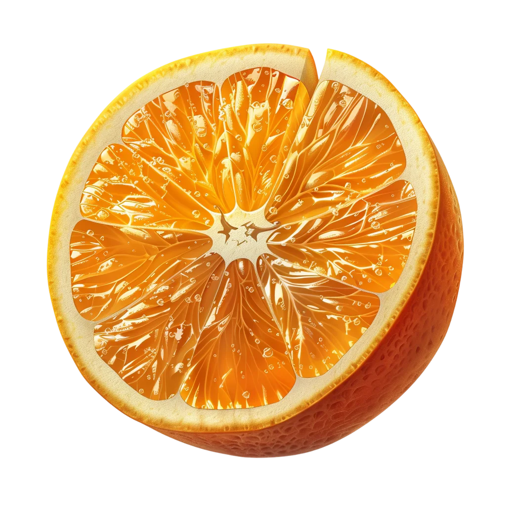 Glossy Orange Half with Bright Citrus Segments | Free PNG