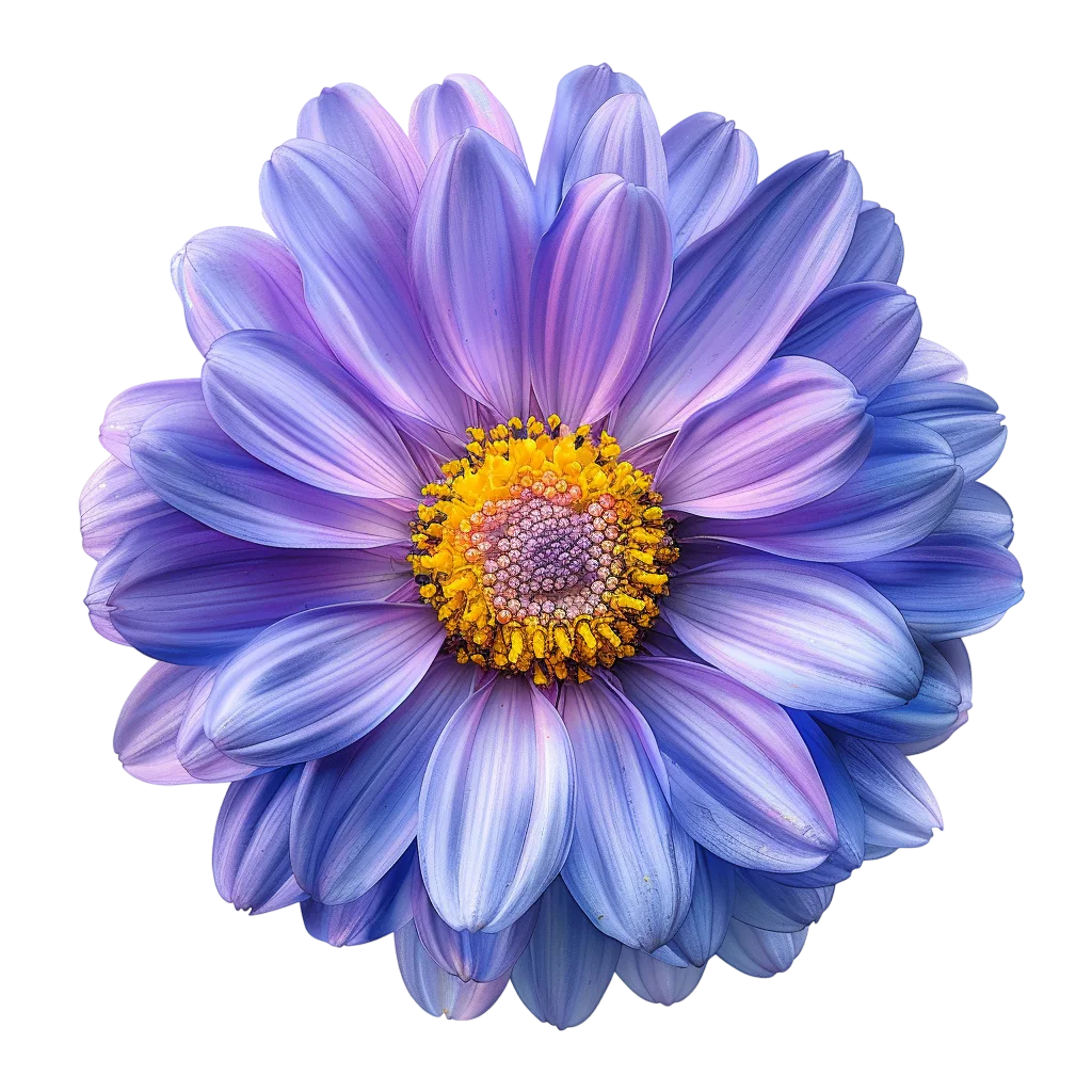 Blue and Violet Flower with Golden Center - Free PNG