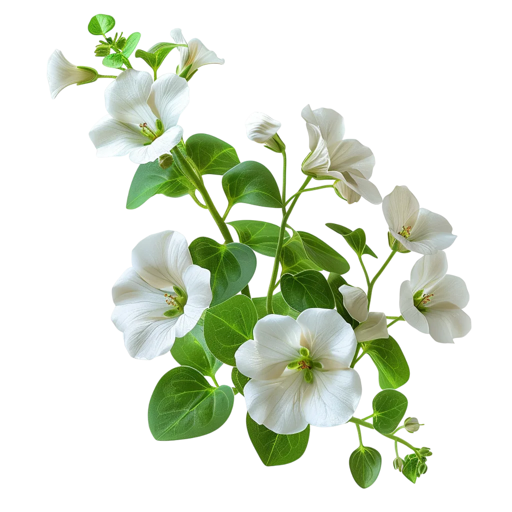 White Flowers and Green Leaves Botanical Arrangement | Free PNG