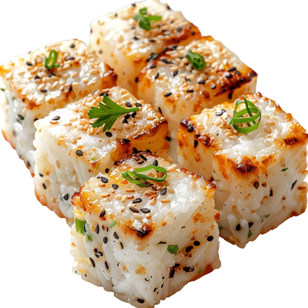 Grilled Sesame Rice Cubes with Scallion | Free PNG