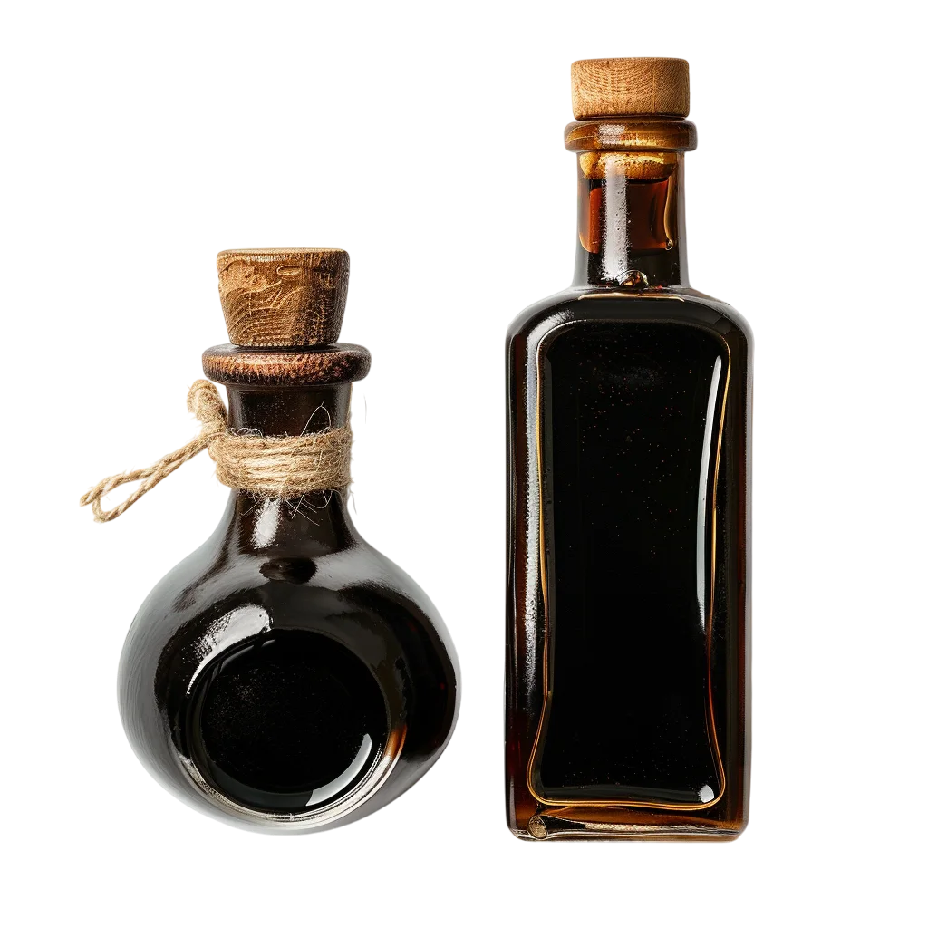 Rustic Corked Glass Bottles with Dark Liquid Free PNG