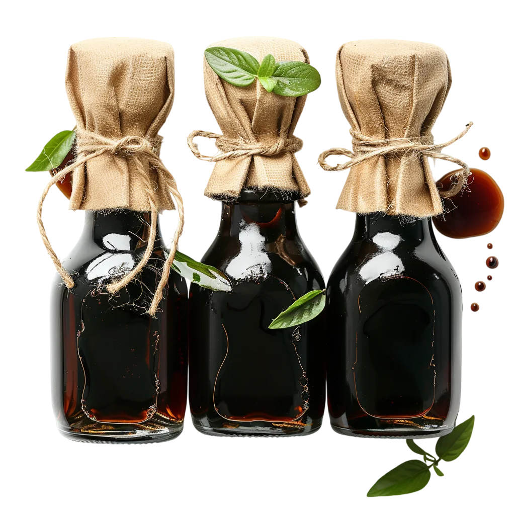 Three Rustic Bottles Wrapped in Burlap - Free PNG