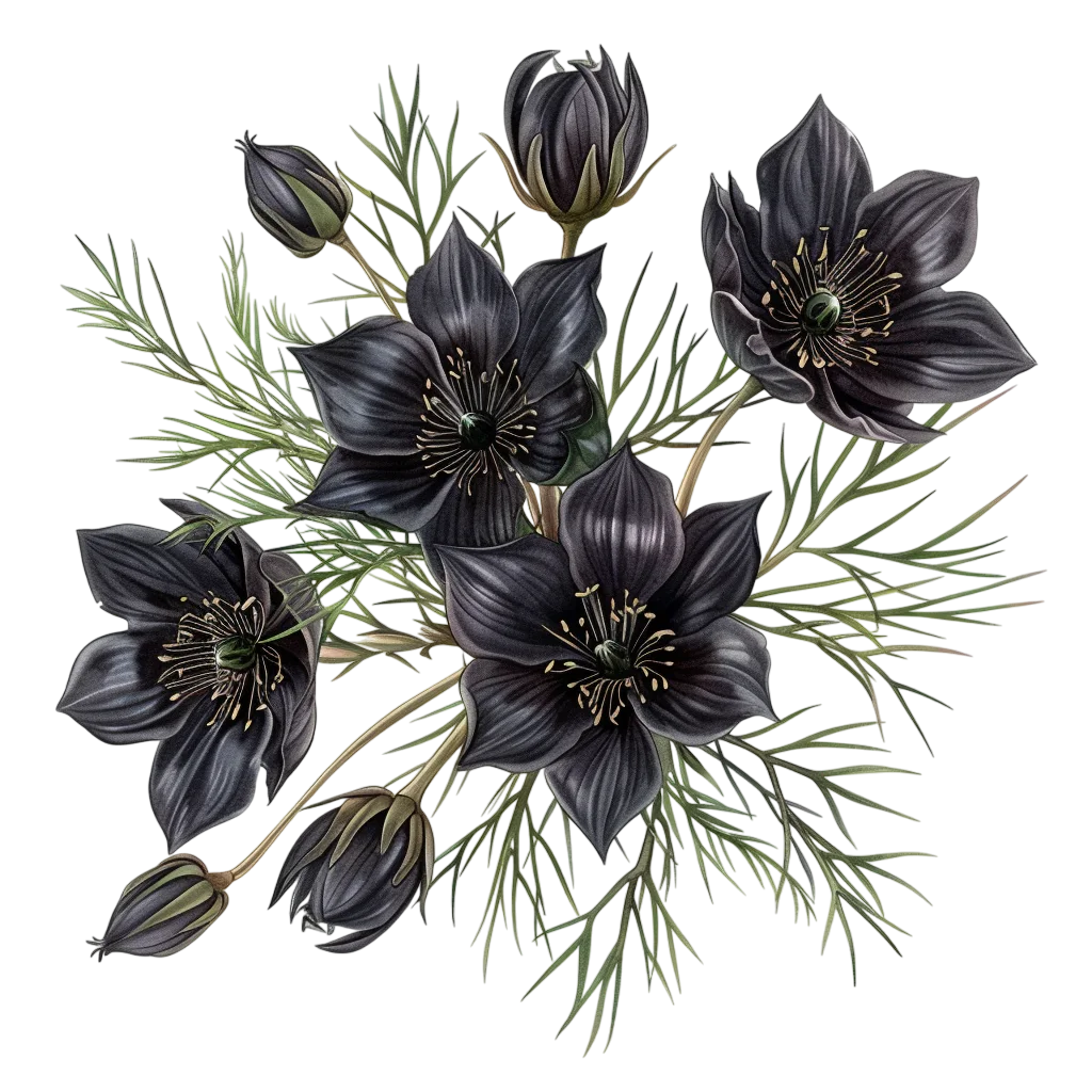 Dark Flower Bouquet Botanical Illustration | Free PNG