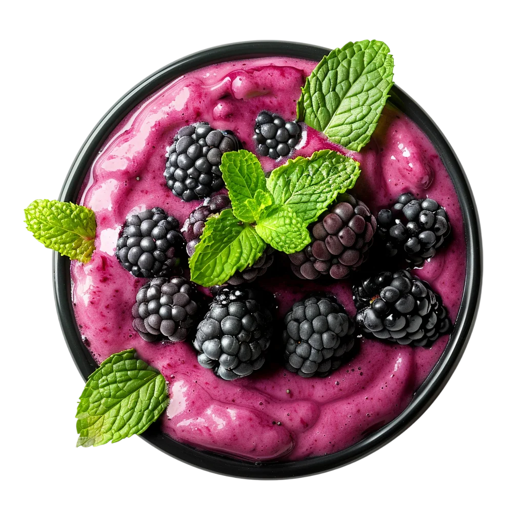 Blackberry Smoothie Bowl with Mint Free PNG