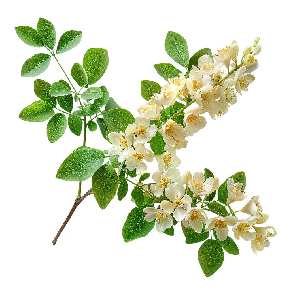 White Blossoms and Green Leaves Branch Free PNG