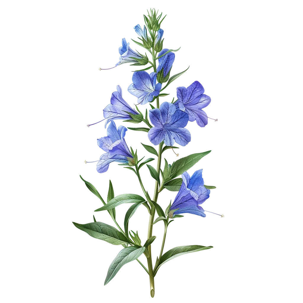 Blue Bellflower Botanical Illustration Free PNG