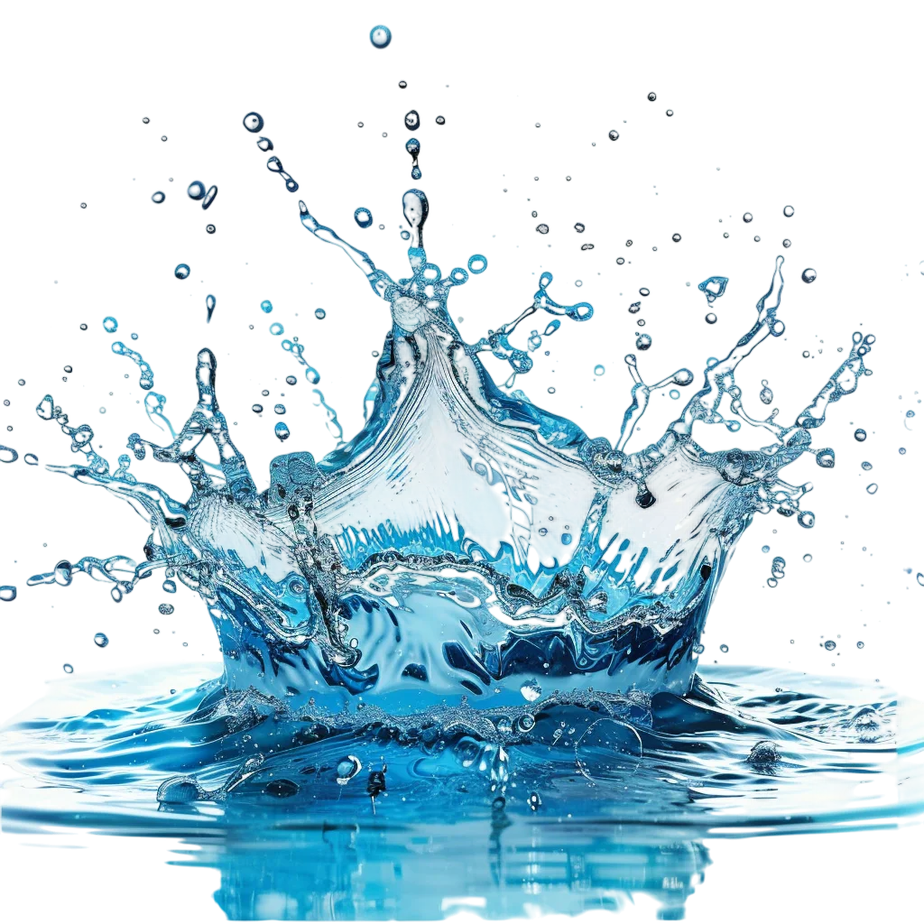 Blue Water Crown Splash with Droplets Free PNG