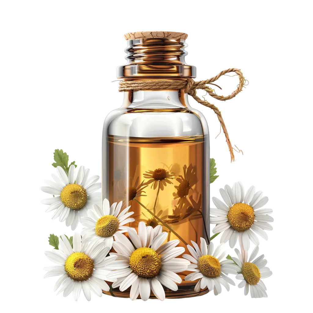 Chamomile Bottle with Daisies and Twine - Free PNG