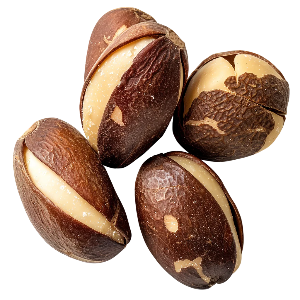 Cracked Brown Nuts with Pale Cream Kernels Free PNG