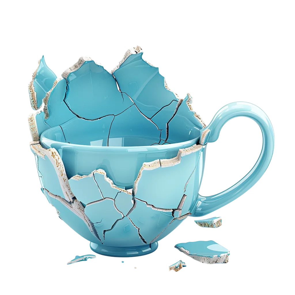 Broken Turquoise Ceramic Cup | Free PNG