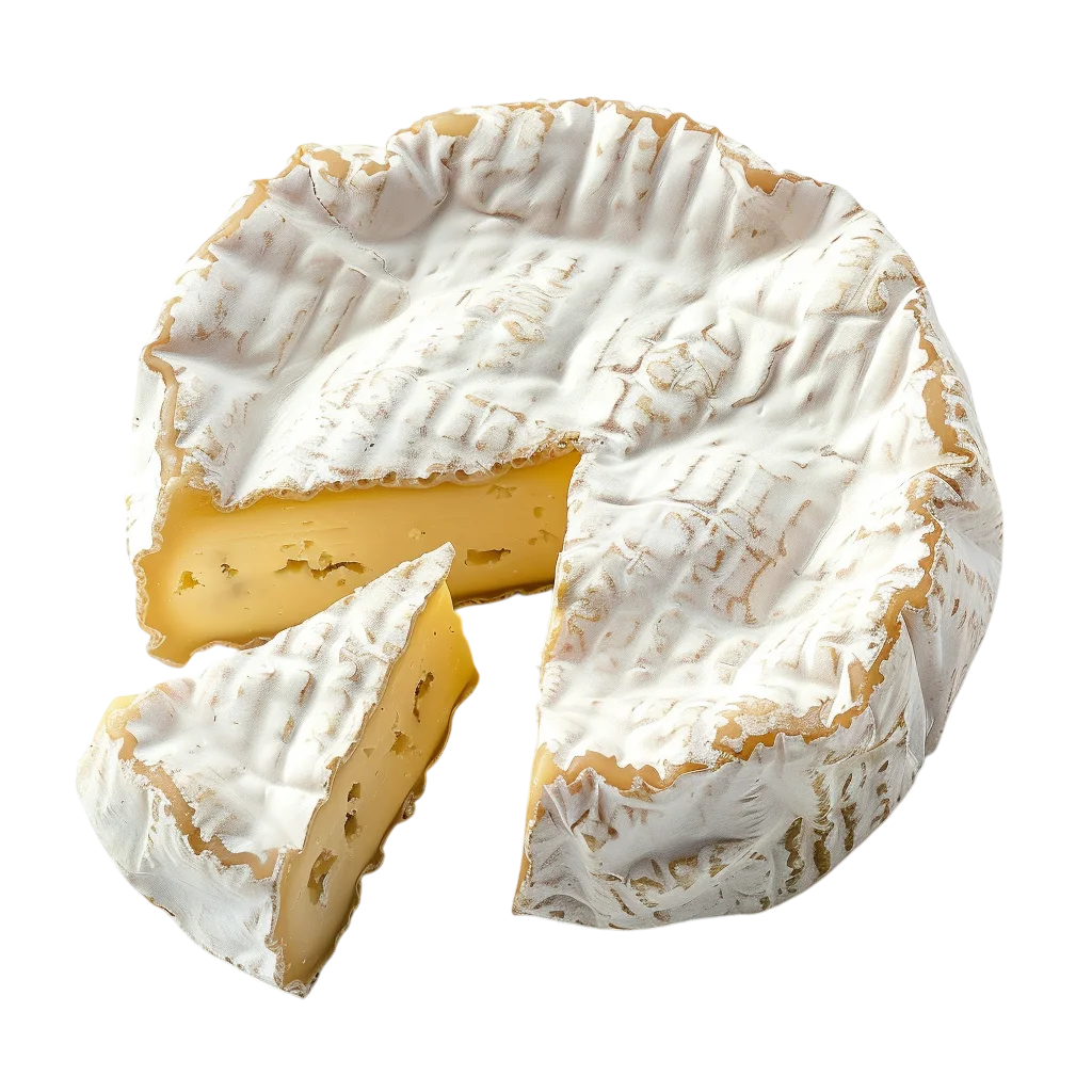 Bloomy-Rind Cheese Wheel with a Cut Wedge - Free PNG