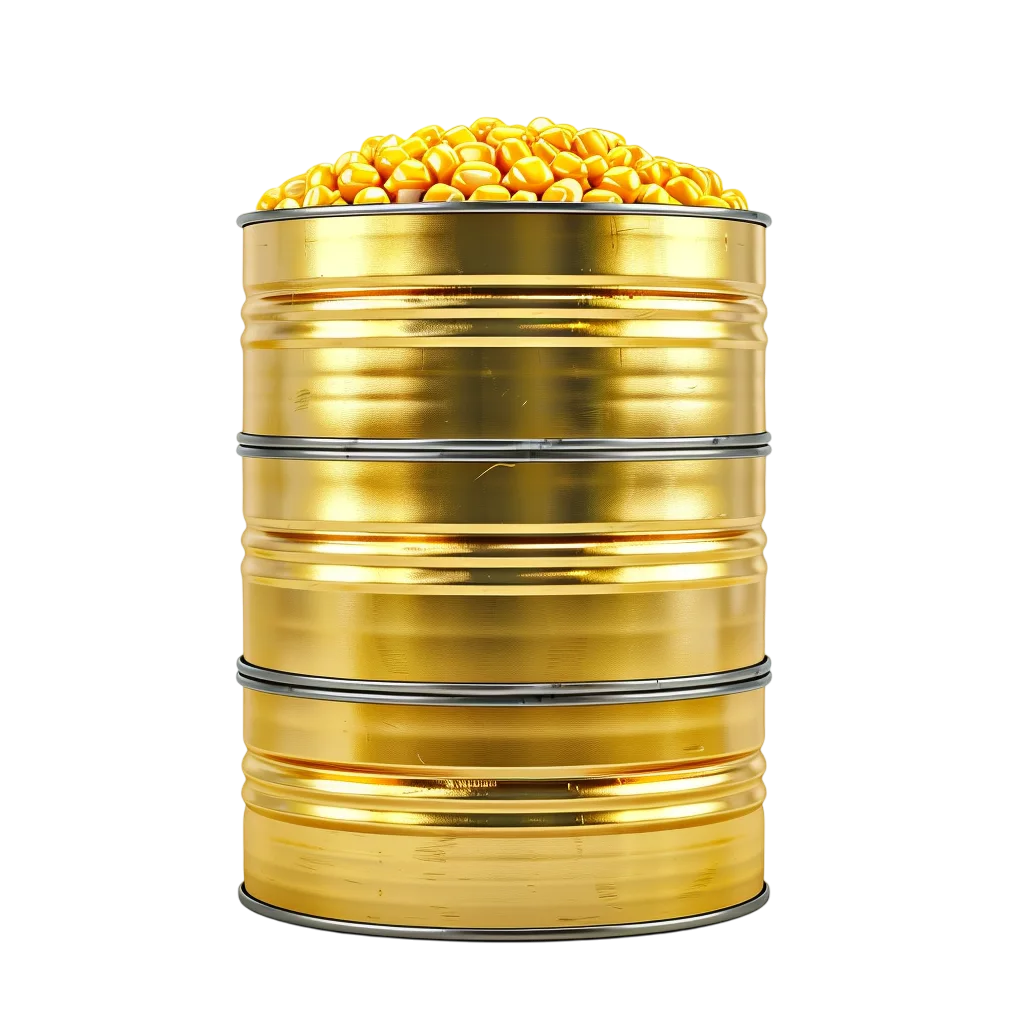 Golden Drum Overflowing with Corn Kernels Free PNG