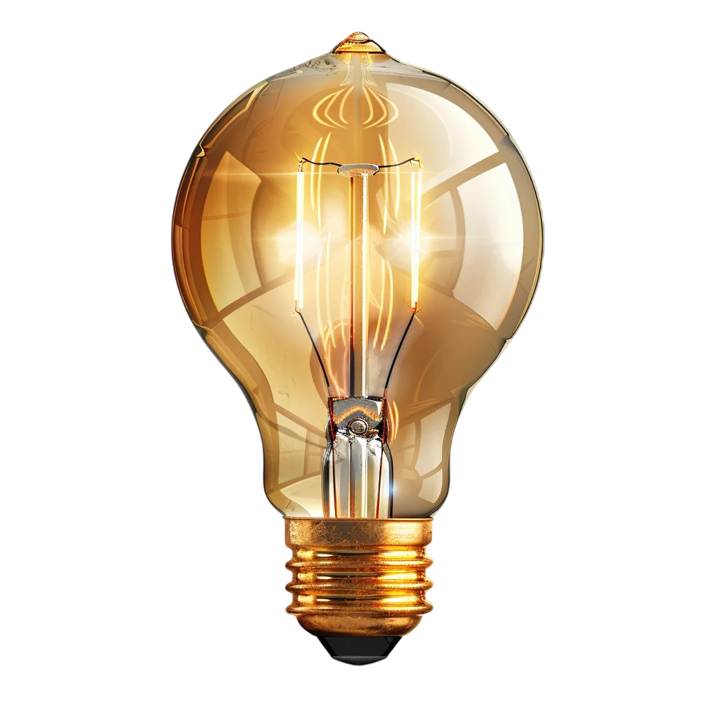Glowing Amber Edison Bulb with Filament - Free PNG