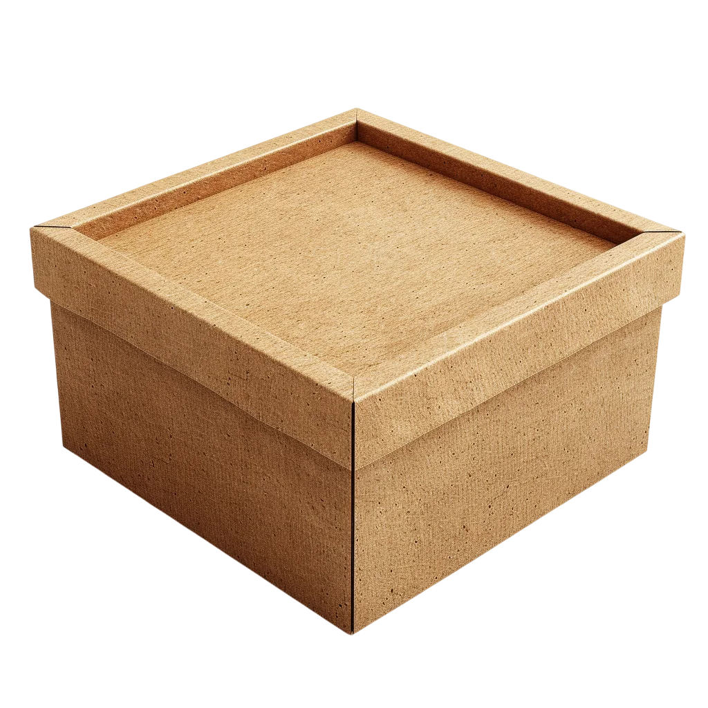 Kraft Cardboard Box with Lid Free PNG