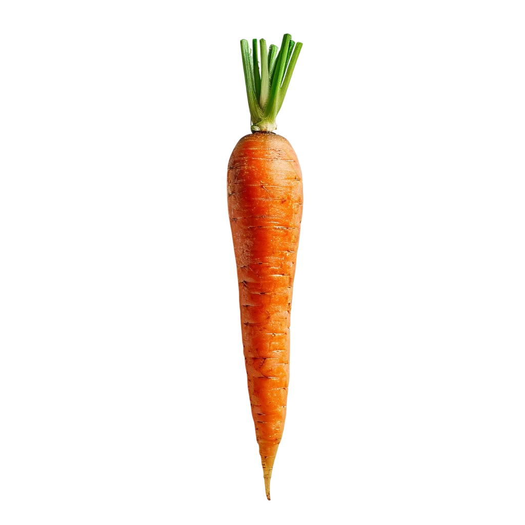 Whole Orange Carrot with Green Tops Free PNG