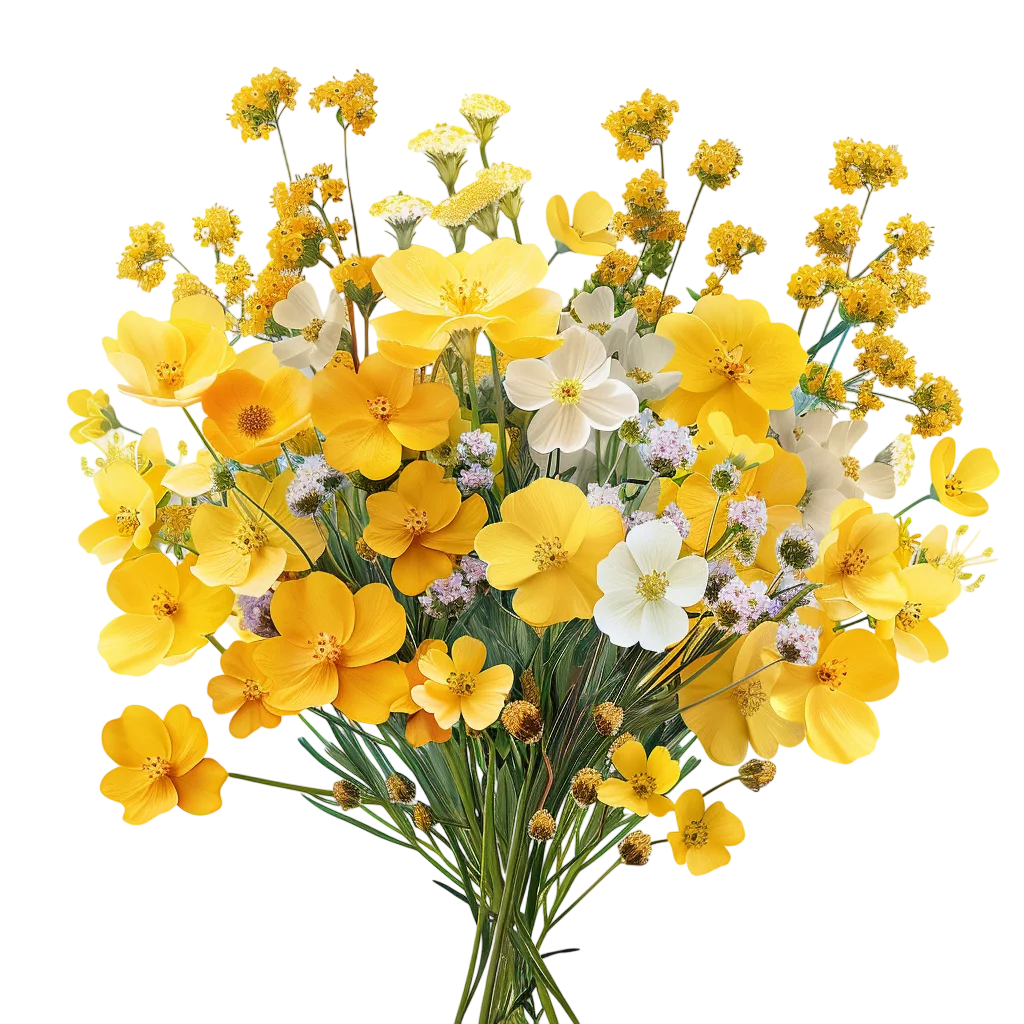 Golden Yellow and White Wildflower Bouquet Free PNG