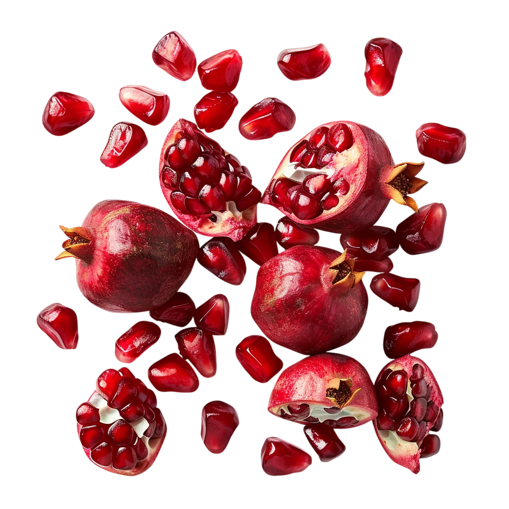 Red Pomegranates and Scattered Arils Free PNG