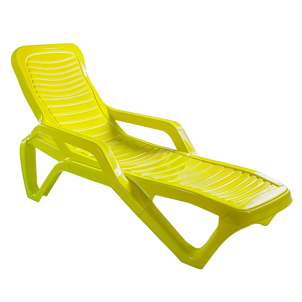 Lime Yellow Plastic Chaise Lounge Chair Free PNG