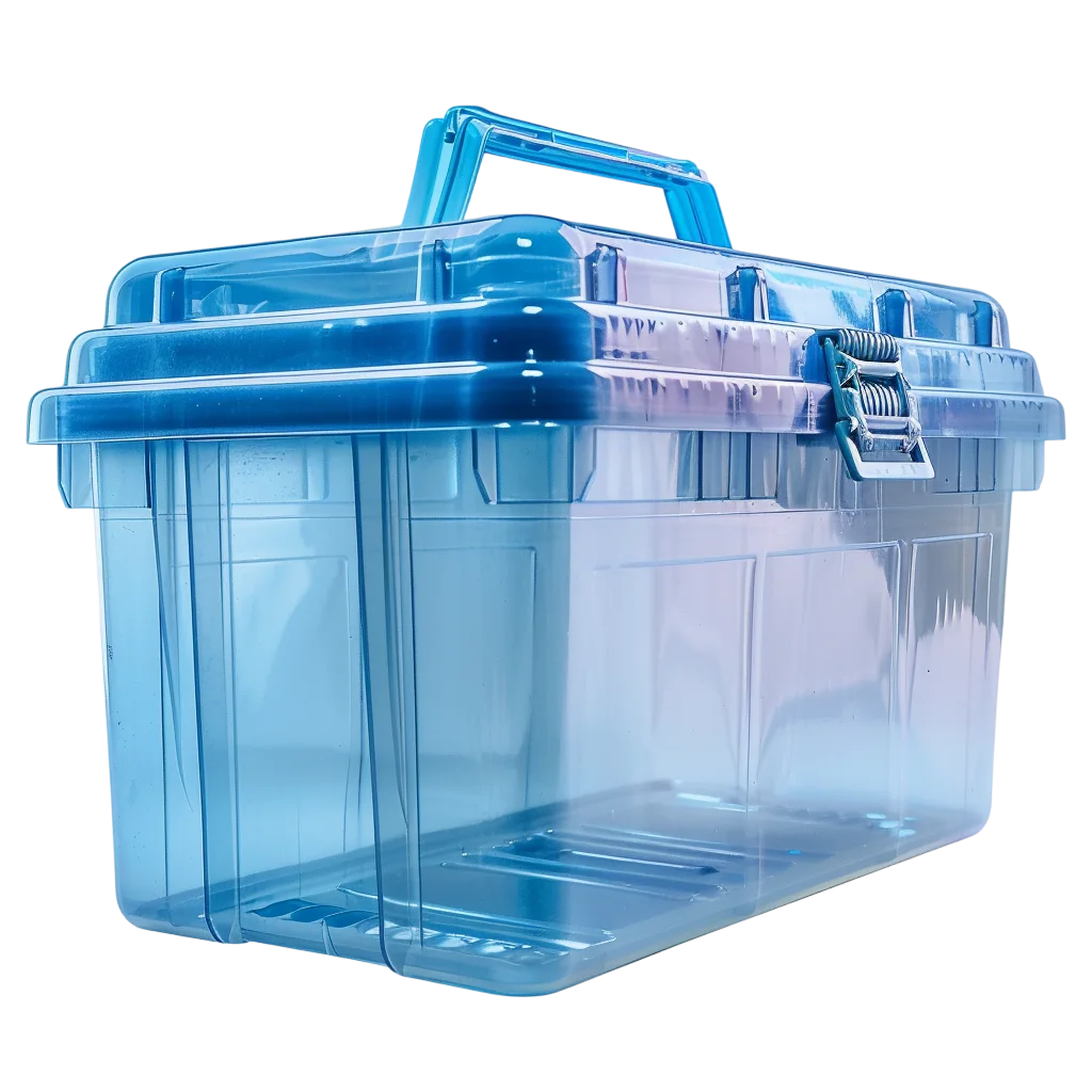 Translucent Blue Plastic Storage Toolbox with Handle | Free PNG