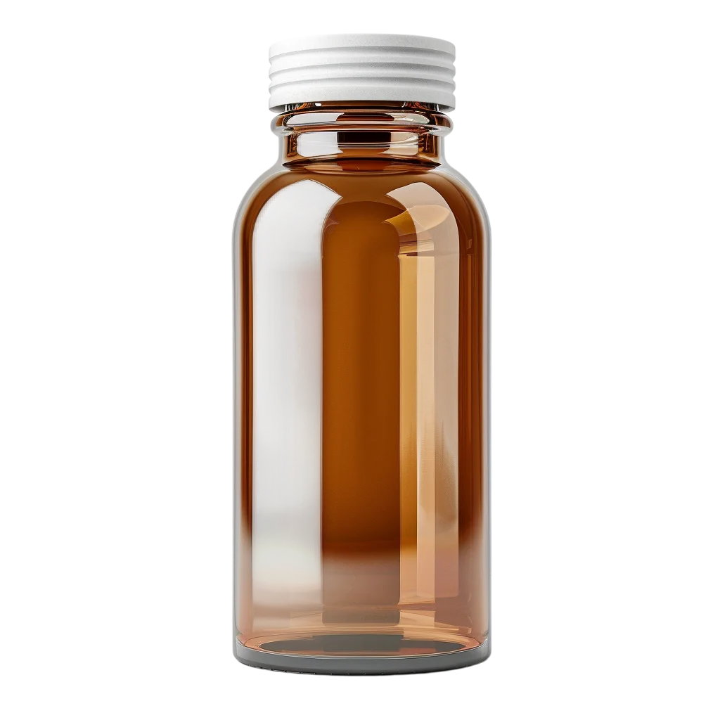 Unlabeled Amber Bottle with White Cap Free PNG