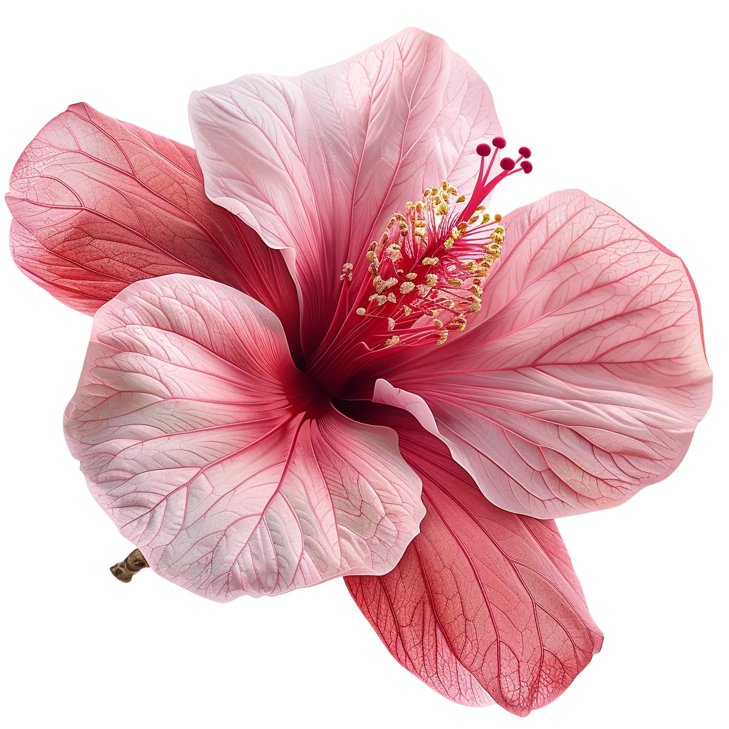Pink Hibiscus Flower with Detailed Veined Petals – Free PNG