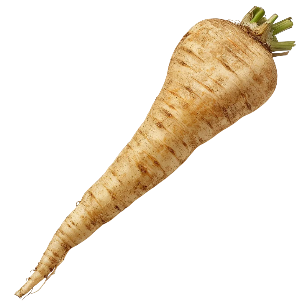 Tan Parsnip Root with Green Stems – Free PNG