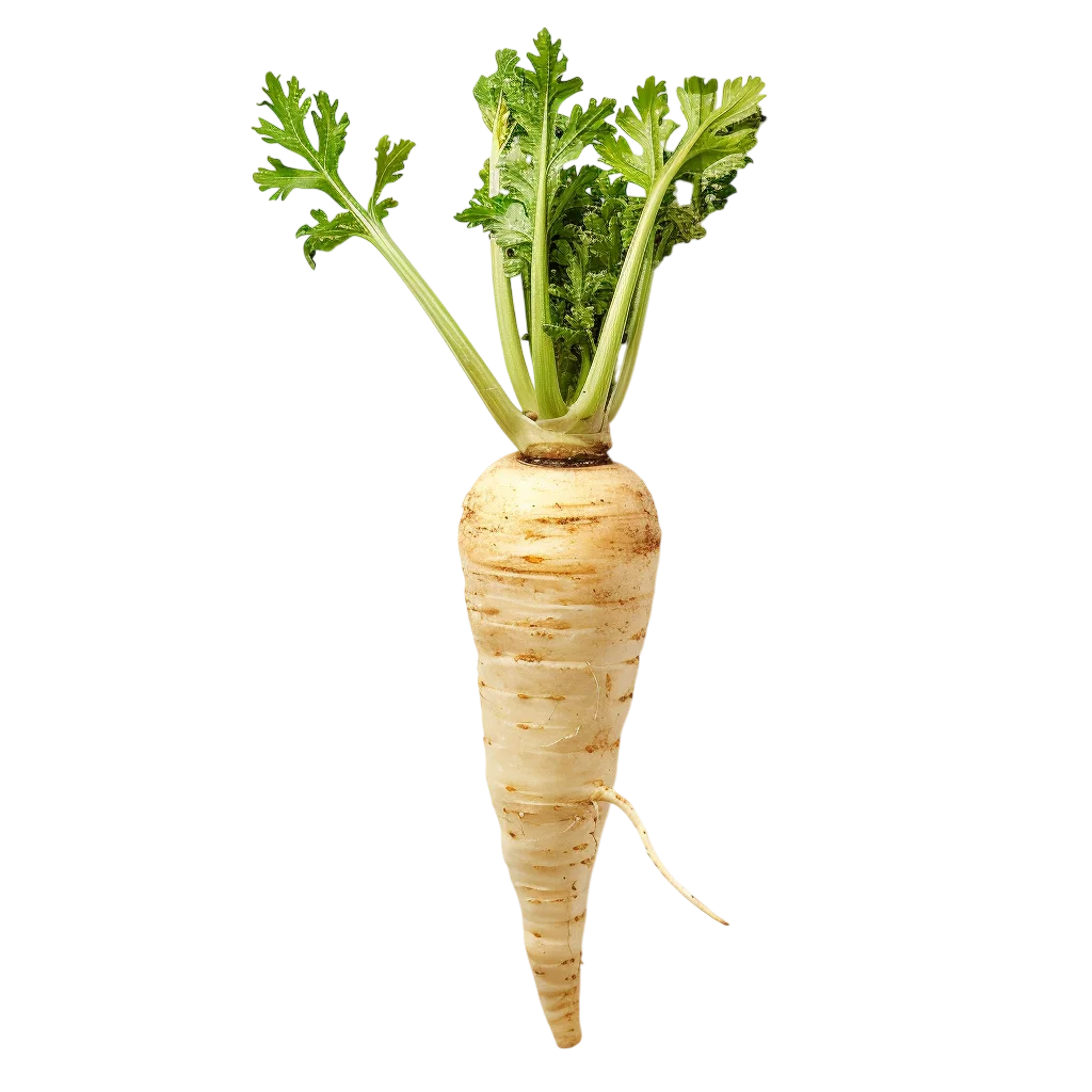 Whole Parsnip with Green Leaves Free PNG