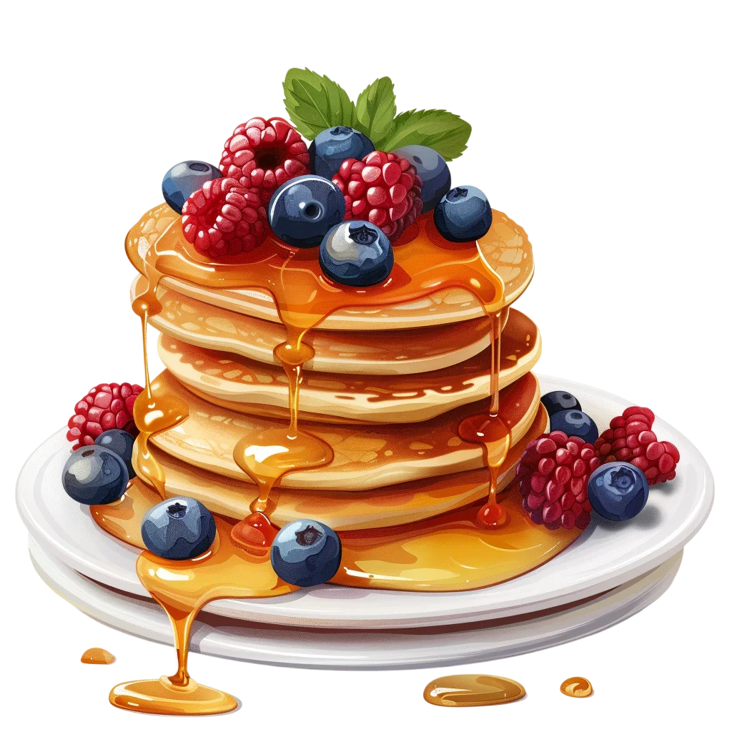 Berry-Topped Pancakes with Golden Syrup | Free PNG