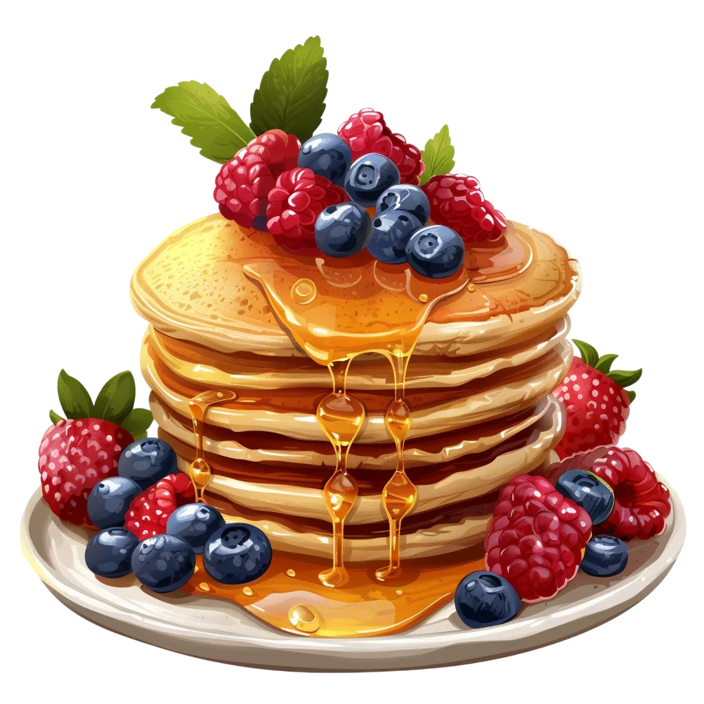 Berry Pancake Stack with Syrup – Free PNG