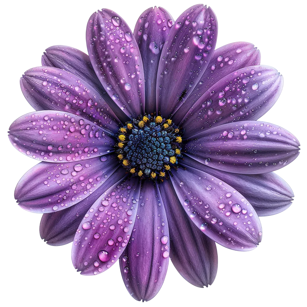 Purple Dew-Covered Daisy Flower Free PNG